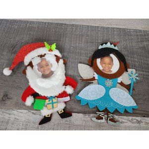 Studio Decor Princess & Santa Picture Frame Christmas Ornament NEW Lot of 2